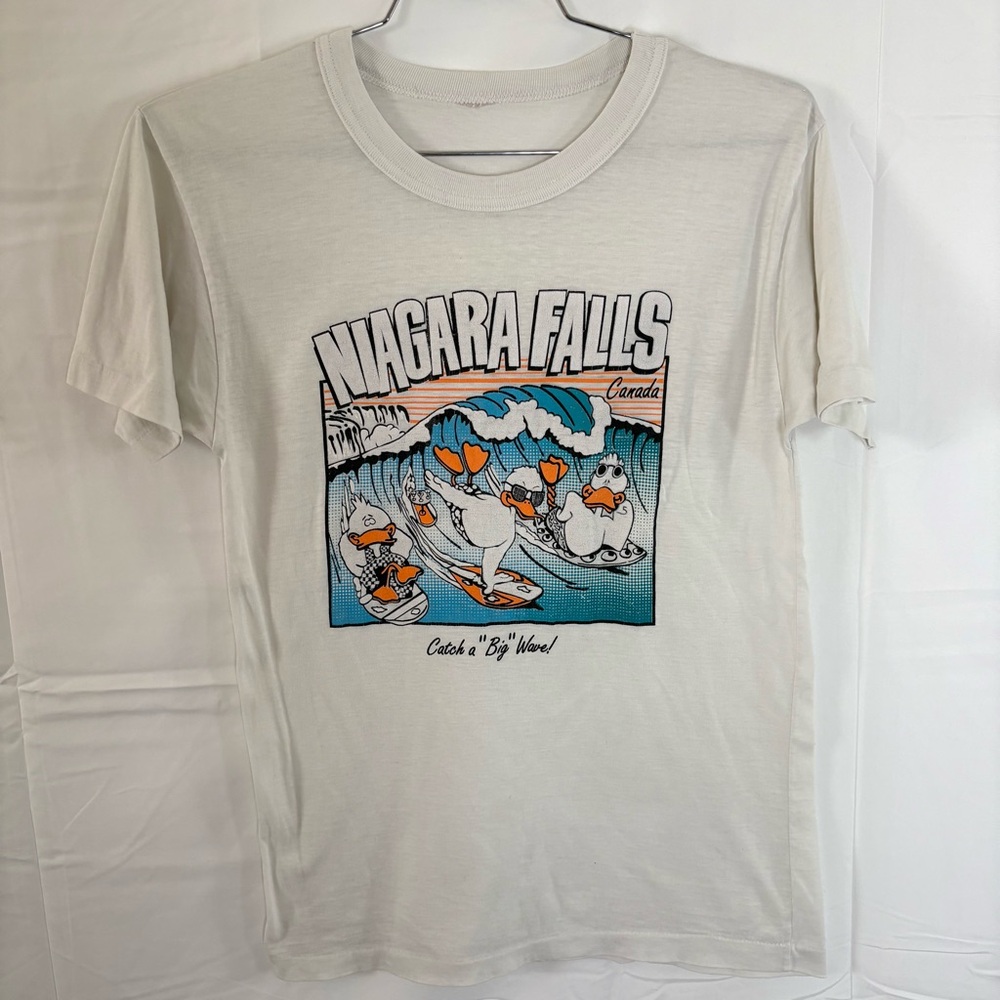 Vintage 80s Niagara Falls Canada duck graphic T-shirt white single stitch small
